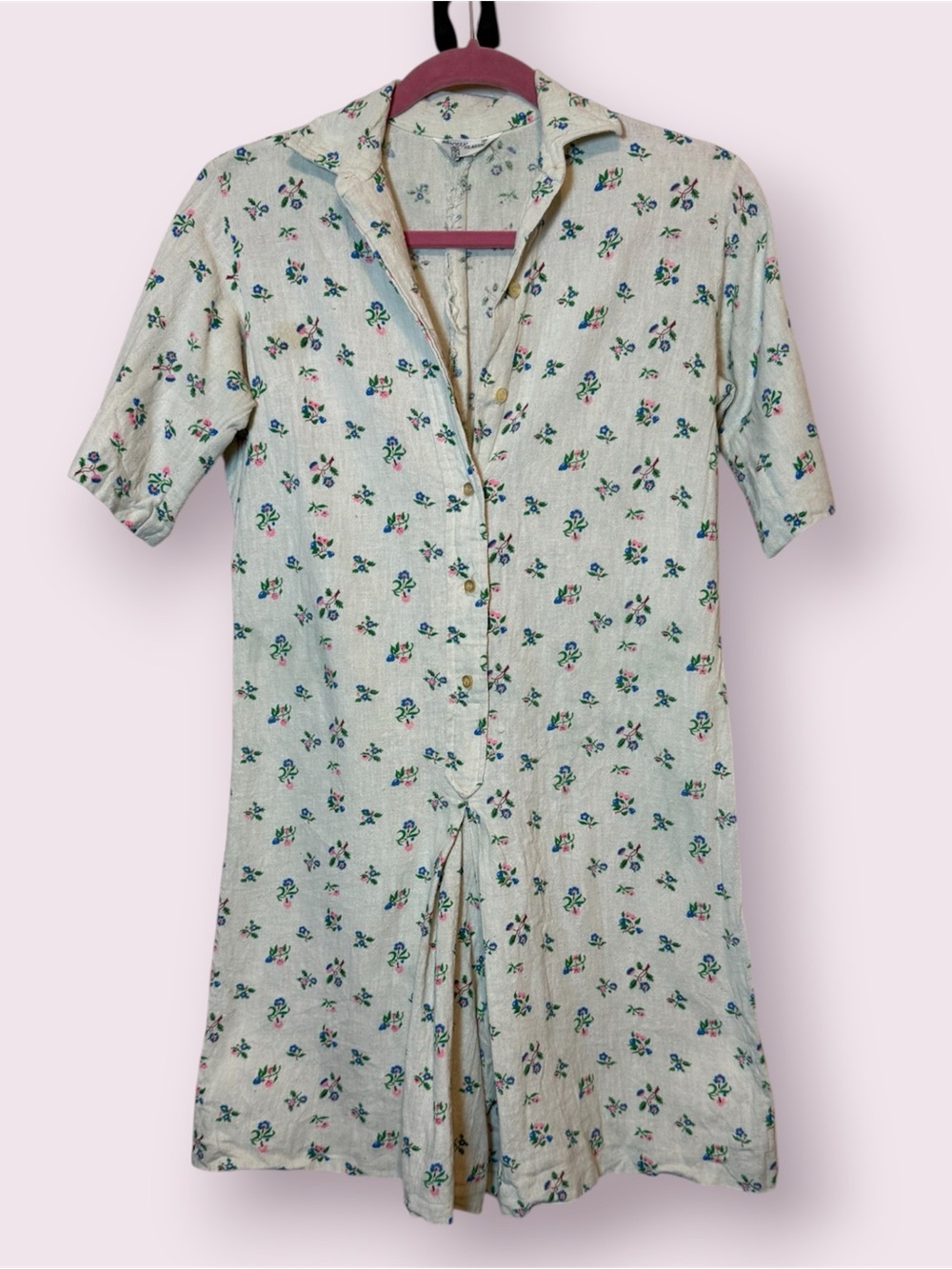 Vintage 70s Shapely Classic Ditsy Floral Pleated Mini Romper Skort Dress